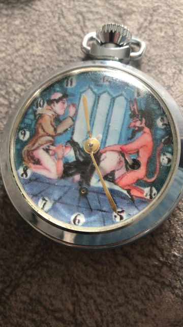 Thumbnail: Erotic Automaton Vintage Pocket Watch Devil and the Nun