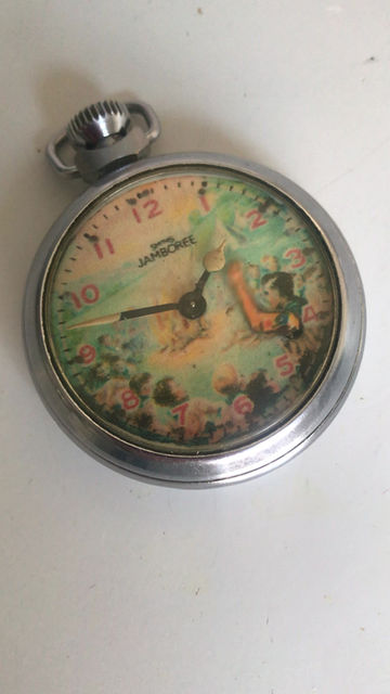 Thumbnail: Vintage Smiths Jamboree scout automaton pocket watch