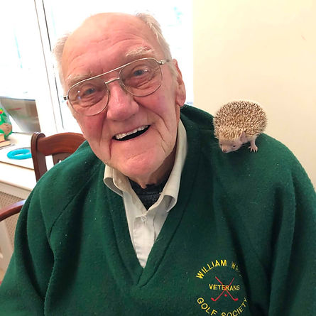  Care home resident enjoying a close-up animal encounter with Wriggly Roadshow