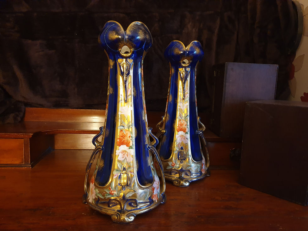 Thumbnail: Art Nouveau Handpainted Vases