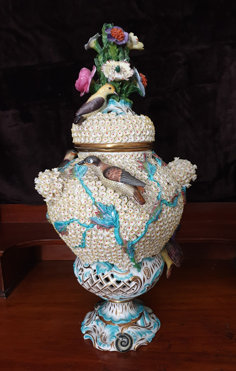 Thumbnail: Coalport Bird Encrusted Exhibition Vase
