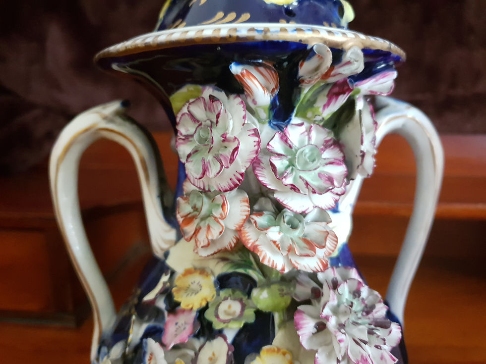 Thumbnail: Pair of Blue Coalport Encrusted vases