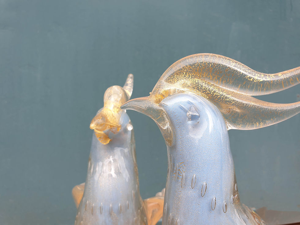 Thumbnail: Murano Venetian Blue Gold Fleck Cockatoo Birds