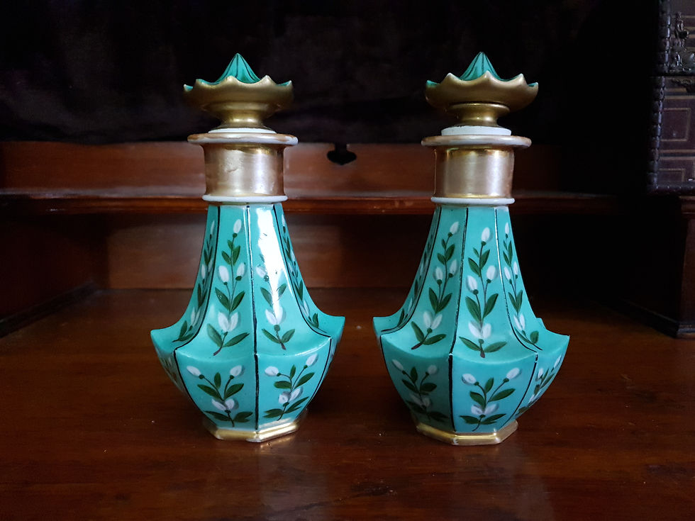 Thumbnail: French Green Perfume Bottles Pair