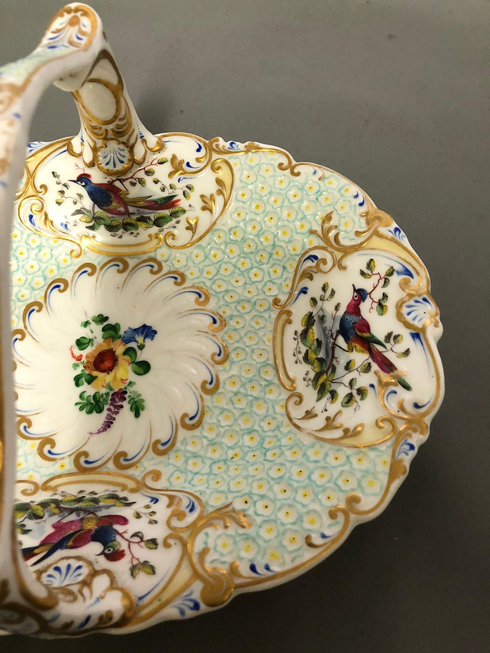 Thumbnail: MAYFLOWER TURQUOISE BLUE BASKET WITH PEACOCKS