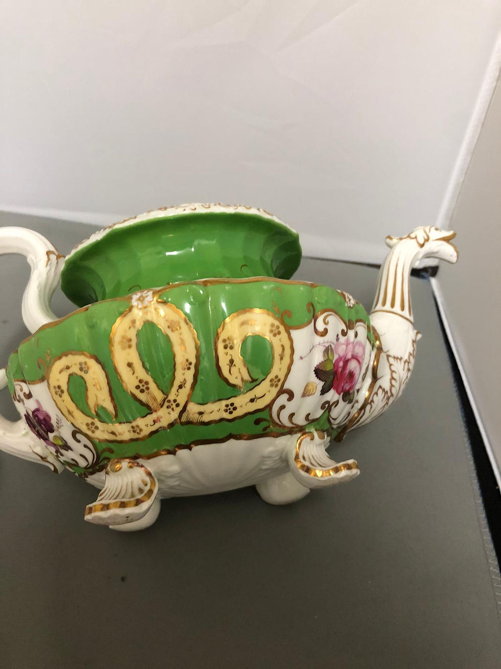 Thumbnail: H&R DANIEL GREEN RIBBED SHELL TEAPOT