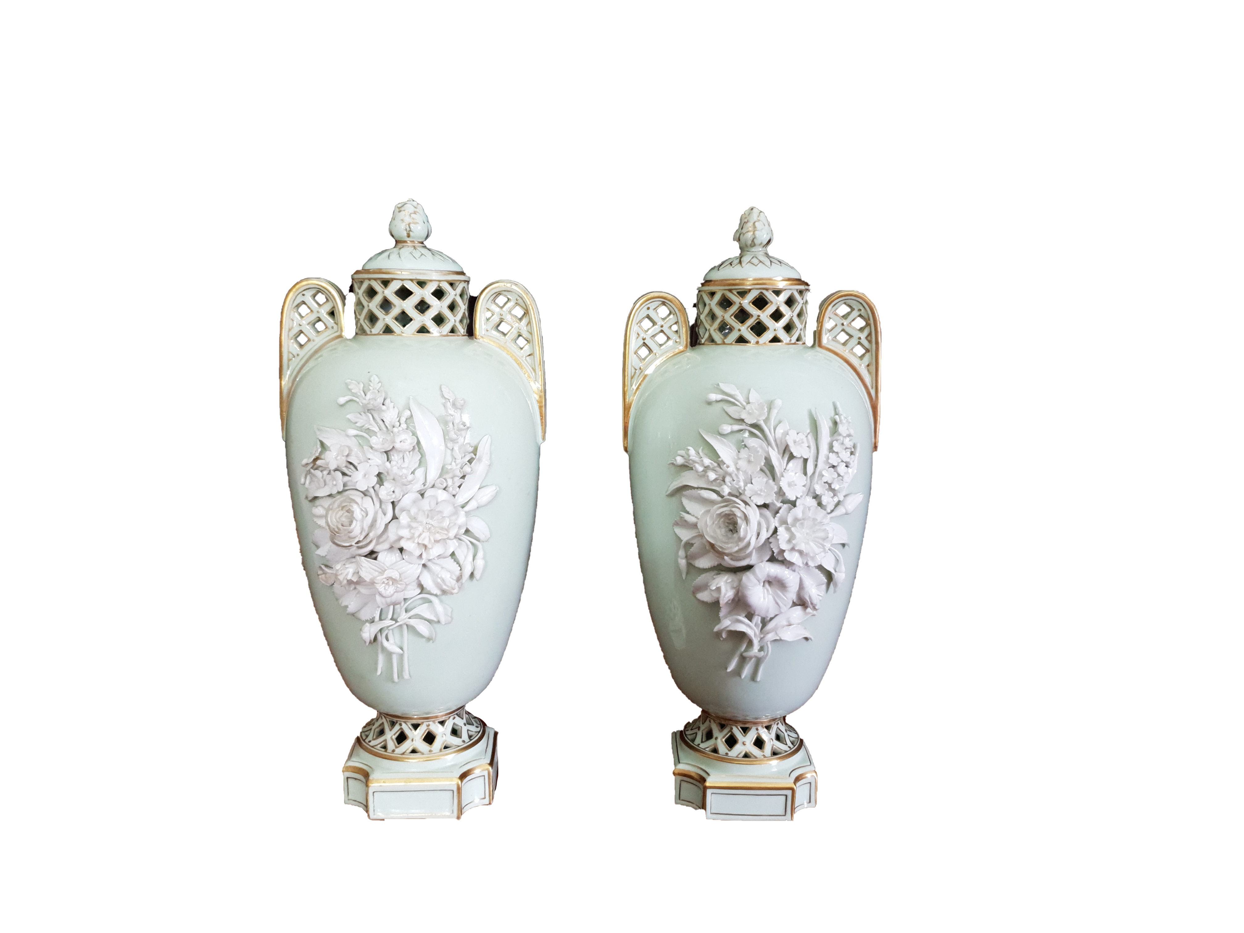 Brownfield Encrusted Reticulated Vases