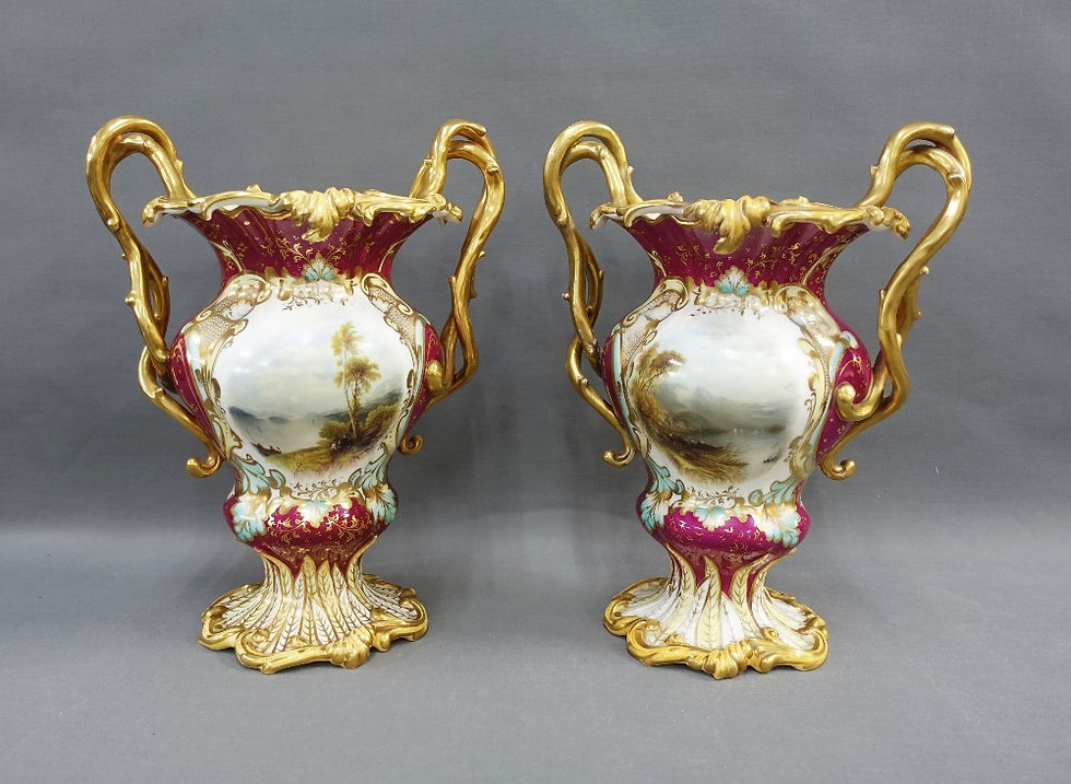 Thumbnail: 19th Century Rockingham Porcelain Urns
