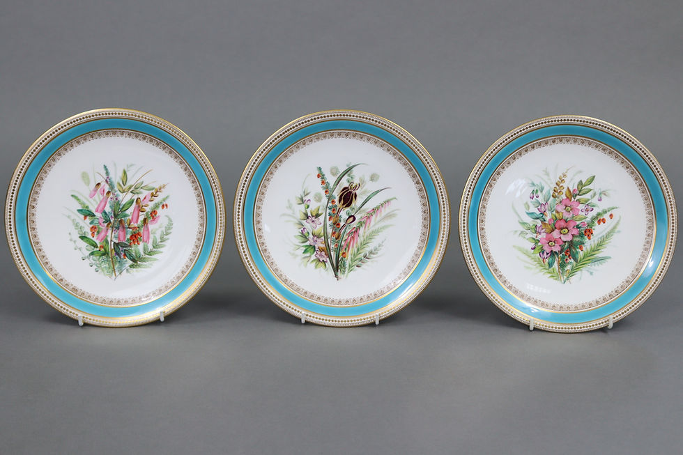 Thumbnail: Royal Worcester Turquoise 9 Piece Part Dessert Service