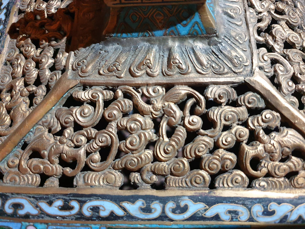Thumbnail: Chinese Winged Lion Reticulated Cloisonné Qing Dynasty Incense Burner