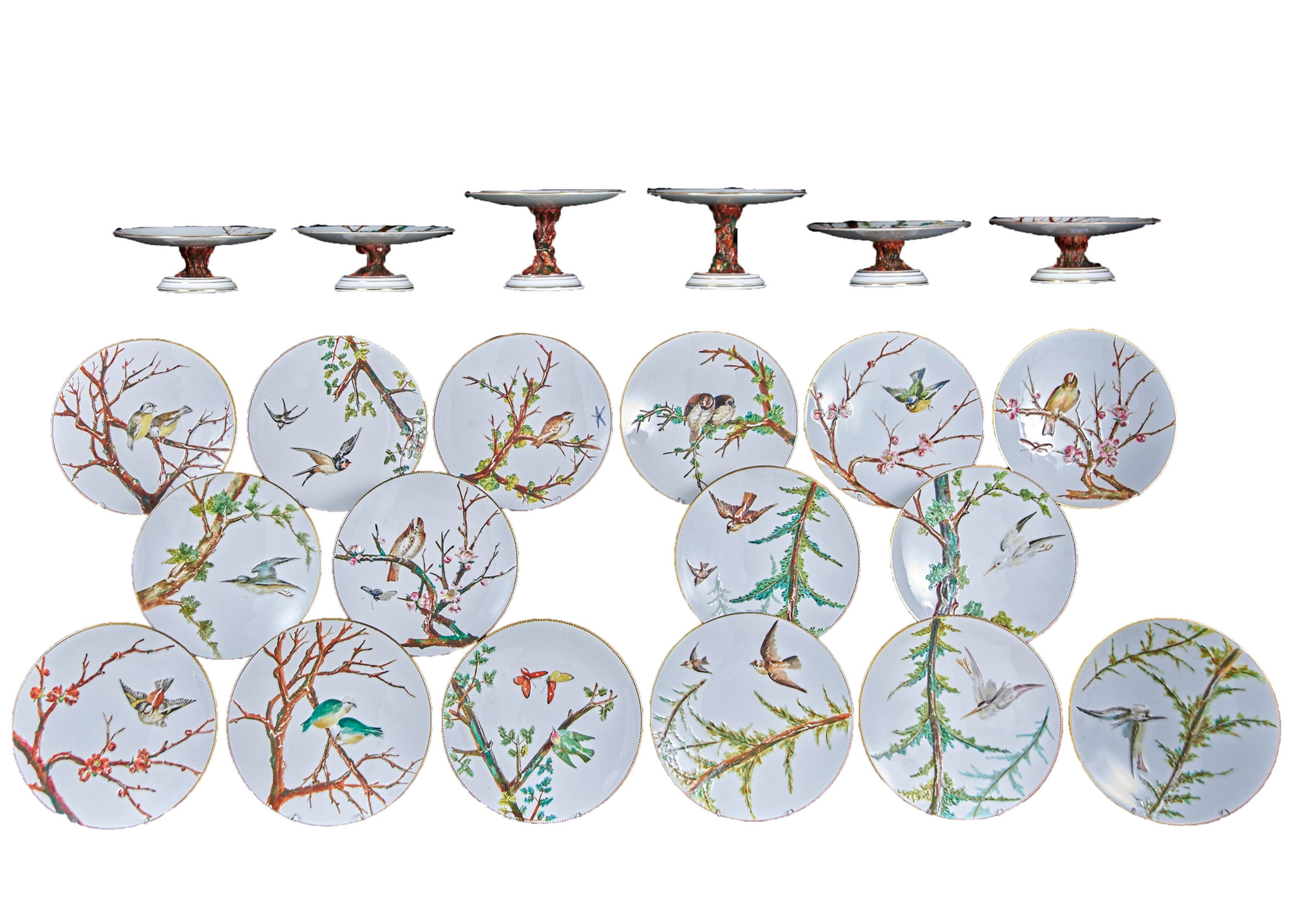 E J D BODLEY RELIEF 24 MOULDED PIECES BONE CHINA DESSERT SERVICE