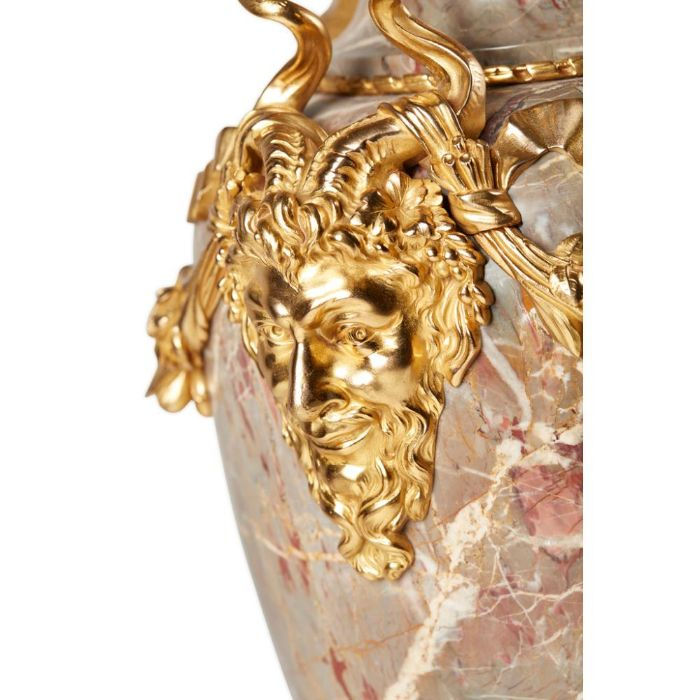 Thumbnail: Russian Gilt Bronze Mounted Veined Marble Pair Vases