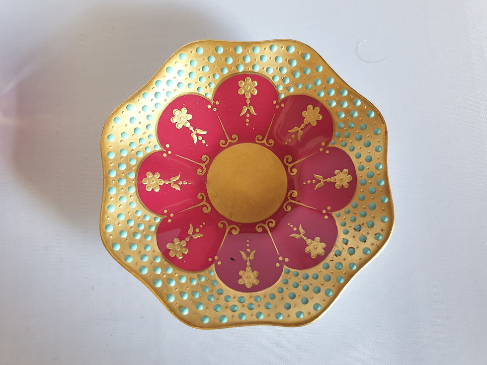 Thumbnail: Coalport Royal Burgundy Exhibition Octagonal Shaped Jewel Demitasse Cup & Saucer