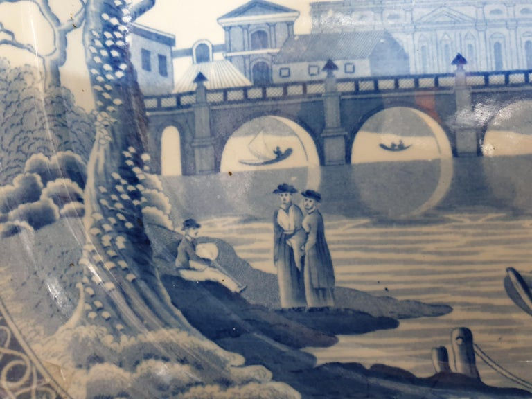 Thumbnail: Spode Blue and White Rome Tiber Pattern Meat Platter