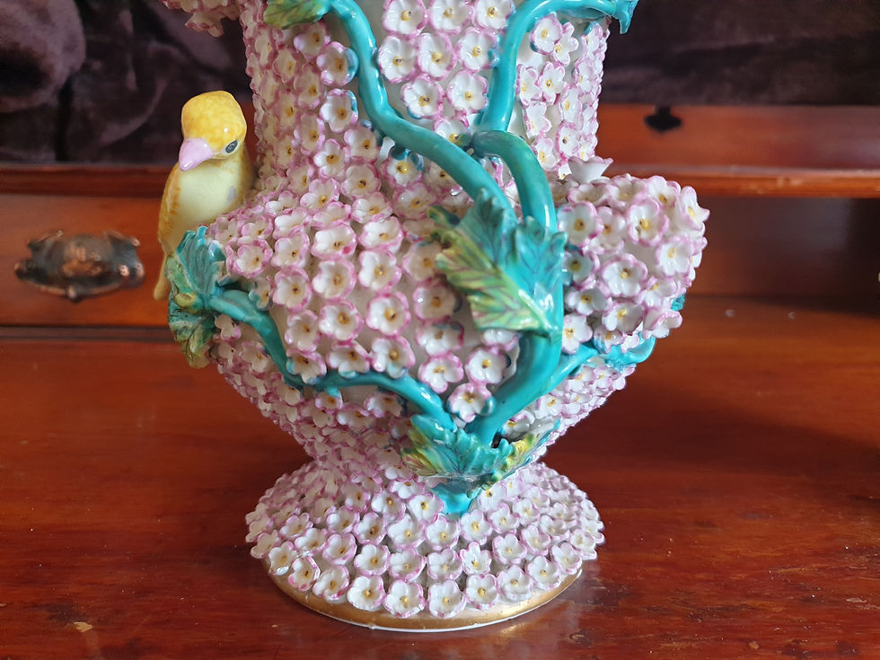 Thumbnail: H&r Daniel Pair Of Pink Schneeballen Canaries Lidded Vases