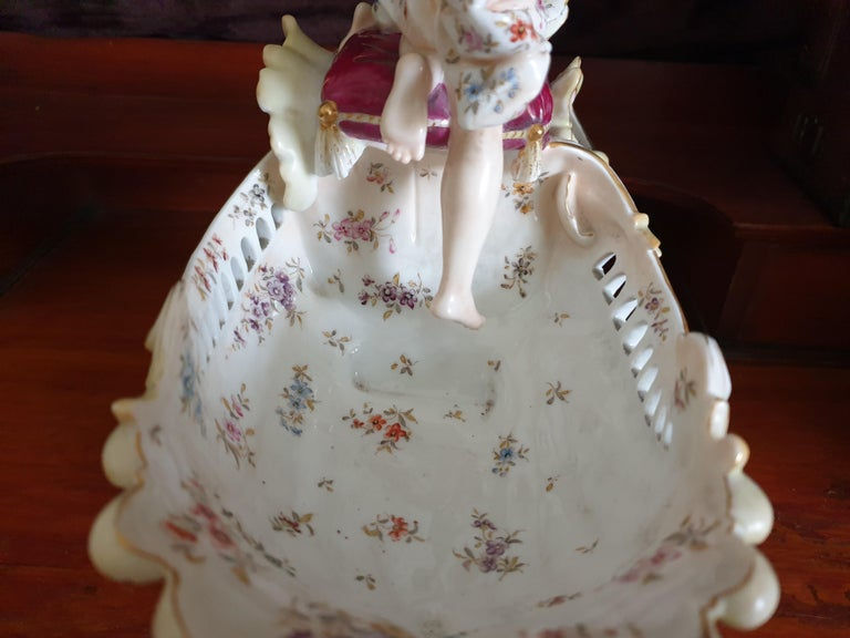 Thumbnail: "Angel & Butterflies" Lovers Cherubs Centerpiece In The Manner Of Meissen