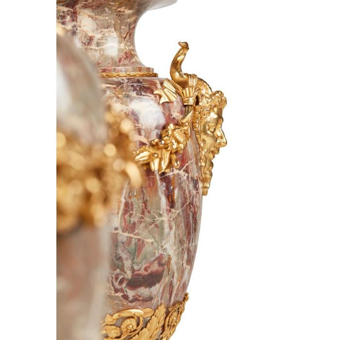 Thumbnail: Russian Gilt Bronze Mounted Veined Marble Pair Vases