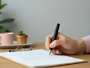 Pessoa assinando testamento que menciona deserdação, em ambiente jurídico neutro.