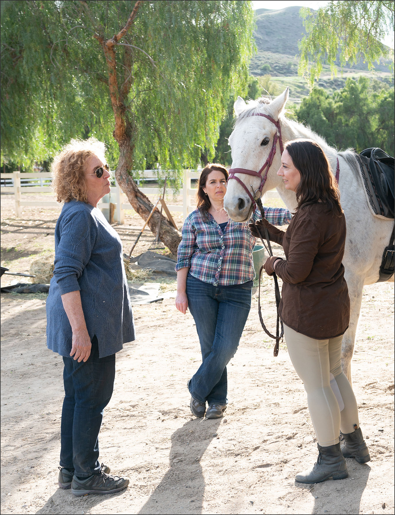 On the film set of "Eddie's Turn" Producer Pollock and Writer/Director Hylmö discuss a story point during rehearsal. Pollock and Hylmö discuss a story point during rehearsal. Photo by Ashly Covington