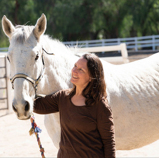 Swedish filmmaker Annika Hylmö and Eddie a retired racehorse and the star of the film Eddie’s Turn share a happy moment.