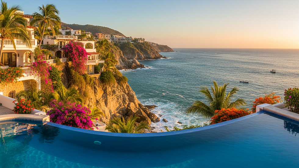Vista panorámica de acantilados y mar en Acapulco