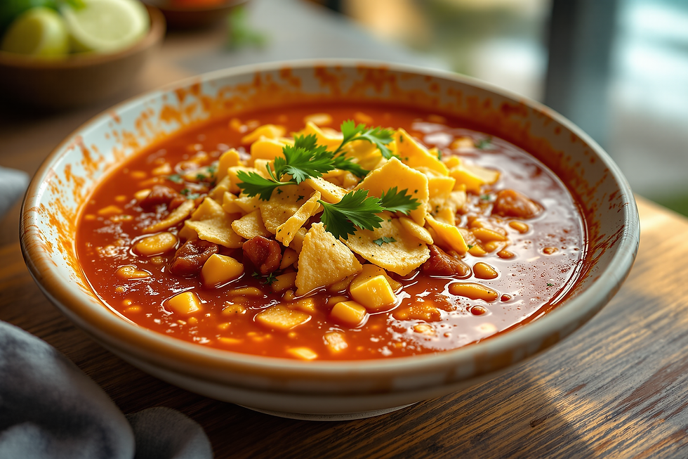 Pozole guerrerense rojo con tostadas y limón, gastronomía de Acapulco