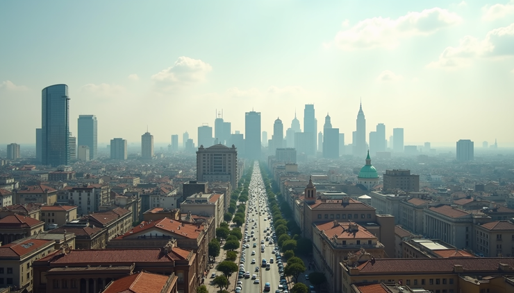 Vista panorámica desde un mirador en la Ciudad de México mostrando la mezcla de arquitectura moderna y colonial