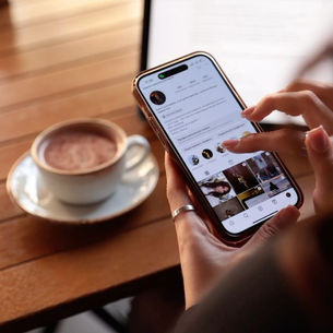 Instagram profile on a cellphone.