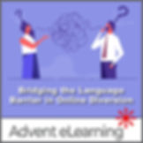 Two people with question marks talk, puzzled by tangled lines. Text reads "Bridging the Language Barrier in Online Diversion."