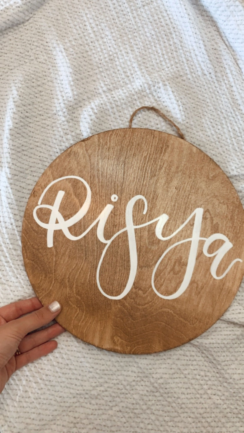Thumbnail: 12" Round Nursery Sign With Twine