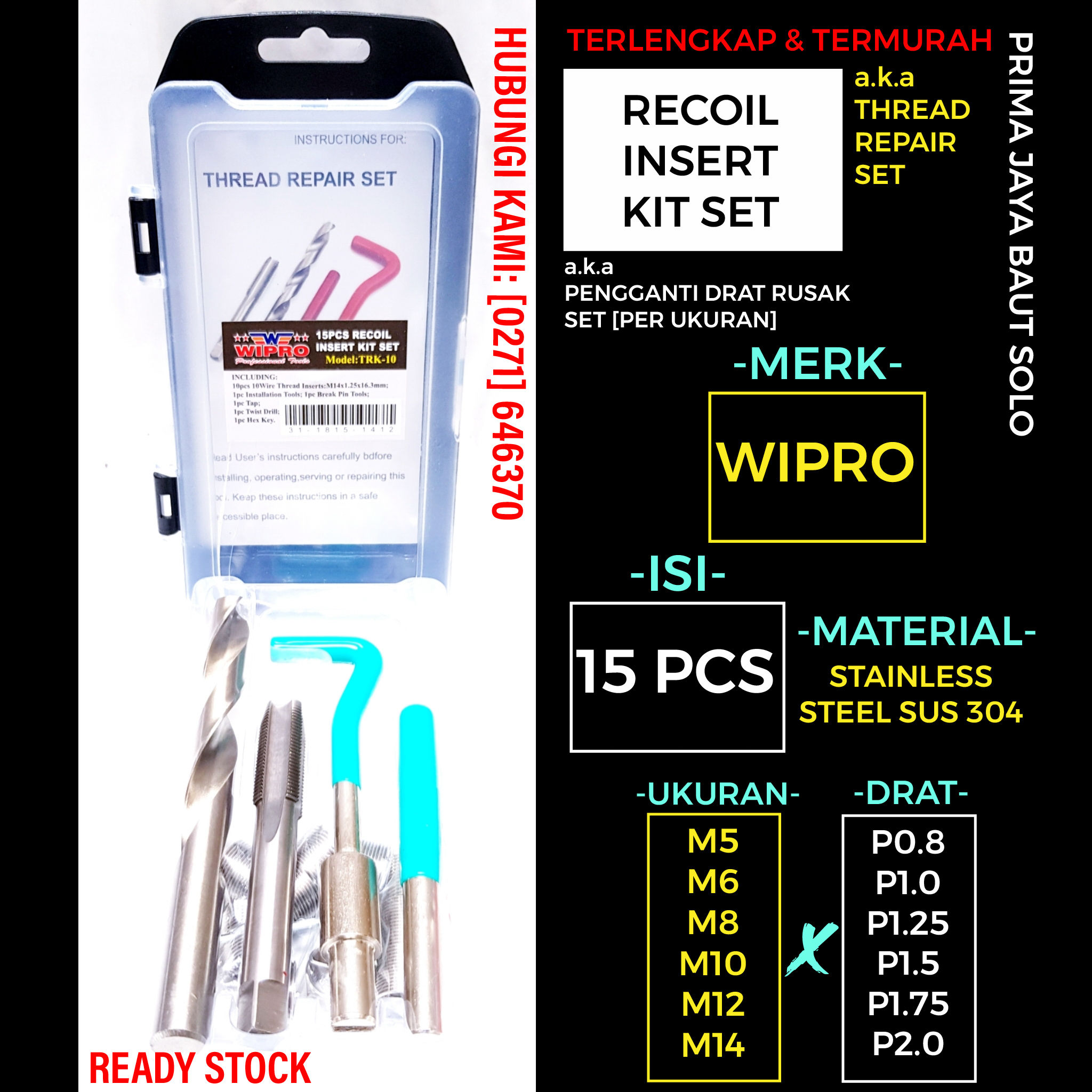 RECOIL INSERT KIT SET 15 PCS WIPRO