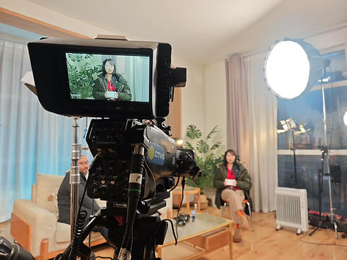 Crew filming an intreview