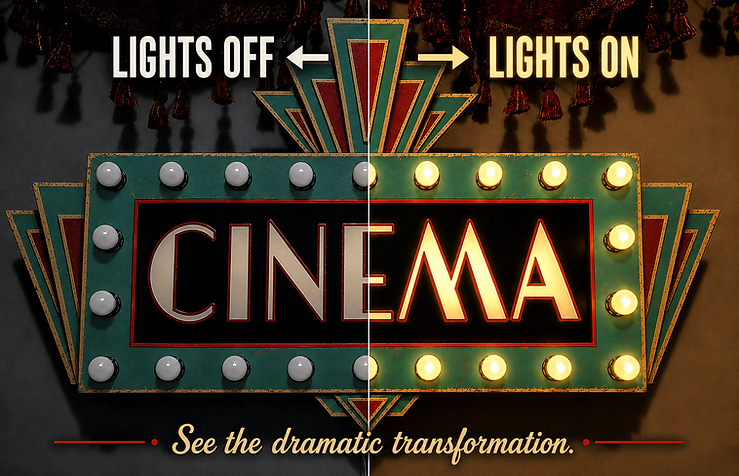 custom home theater cinema marquee sign themed room construction