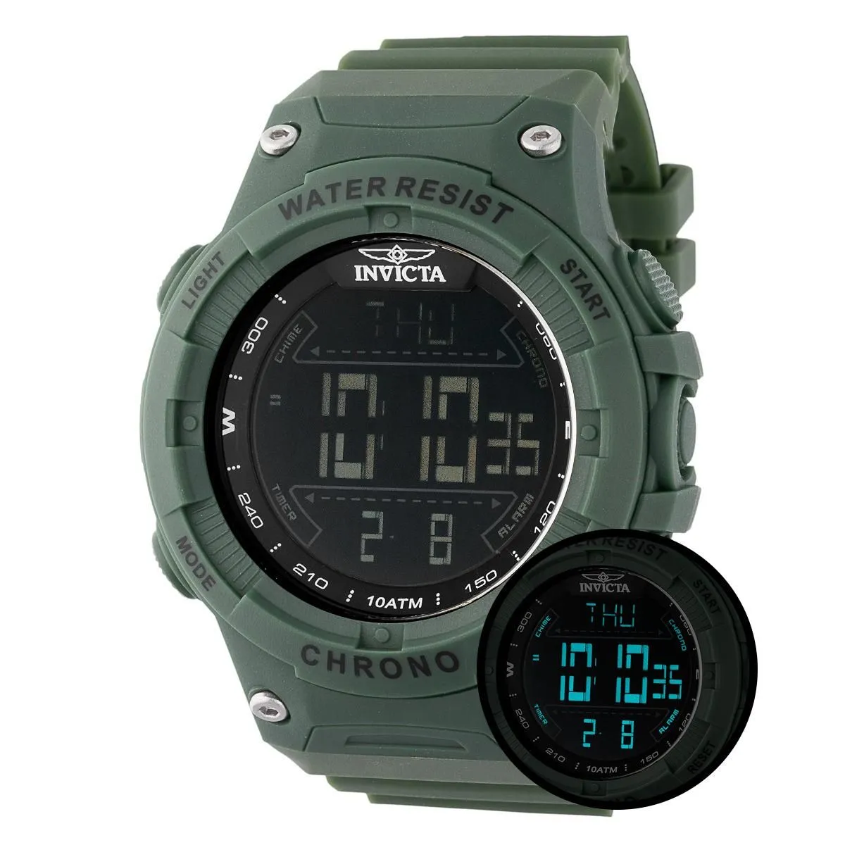 Invicta Racing Burnout Digital Men's Watch - 52mm, Green (47525)