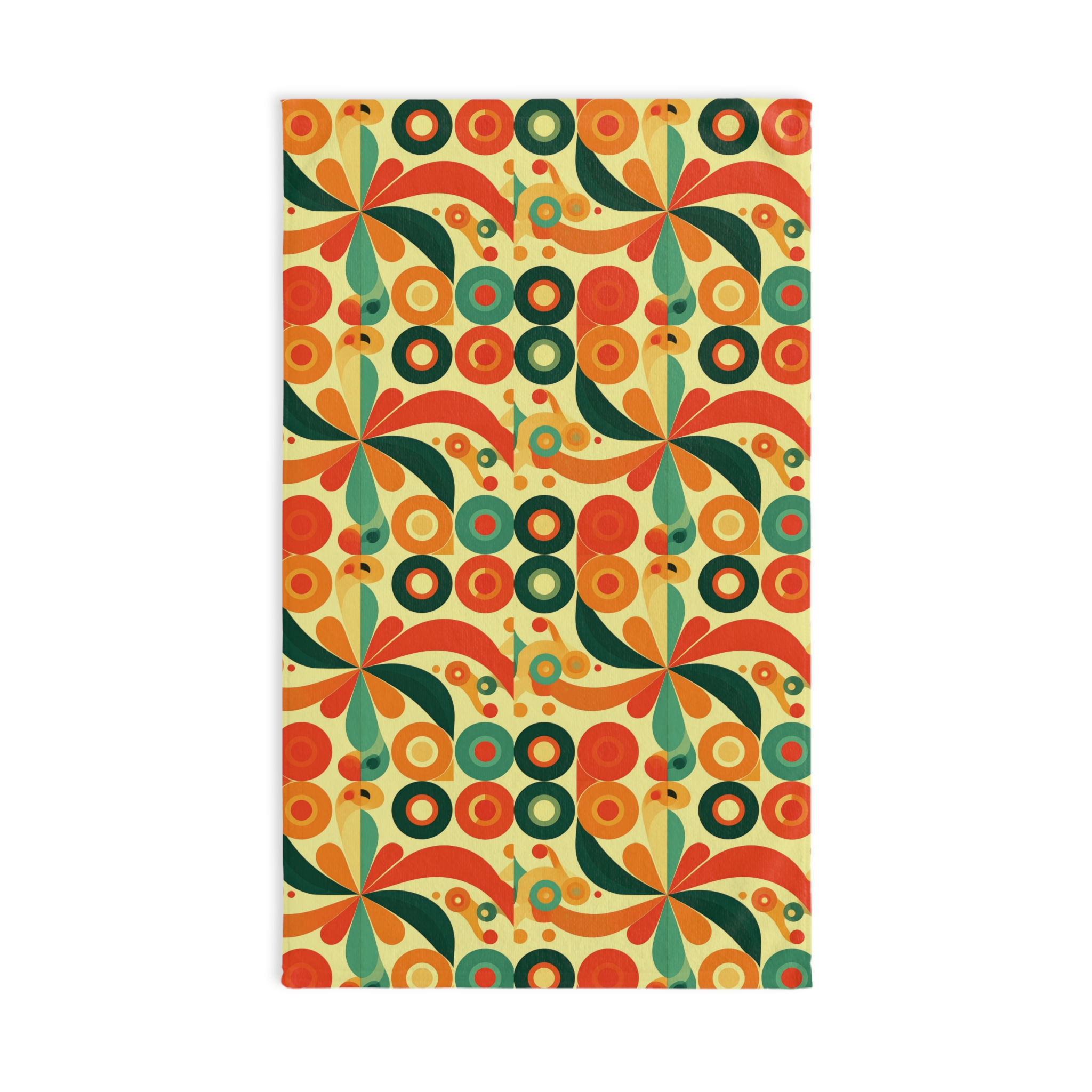 Colorful Retro Hand Towel, Fun Kitchen Decor, Bohemian Style, Floral Pattern