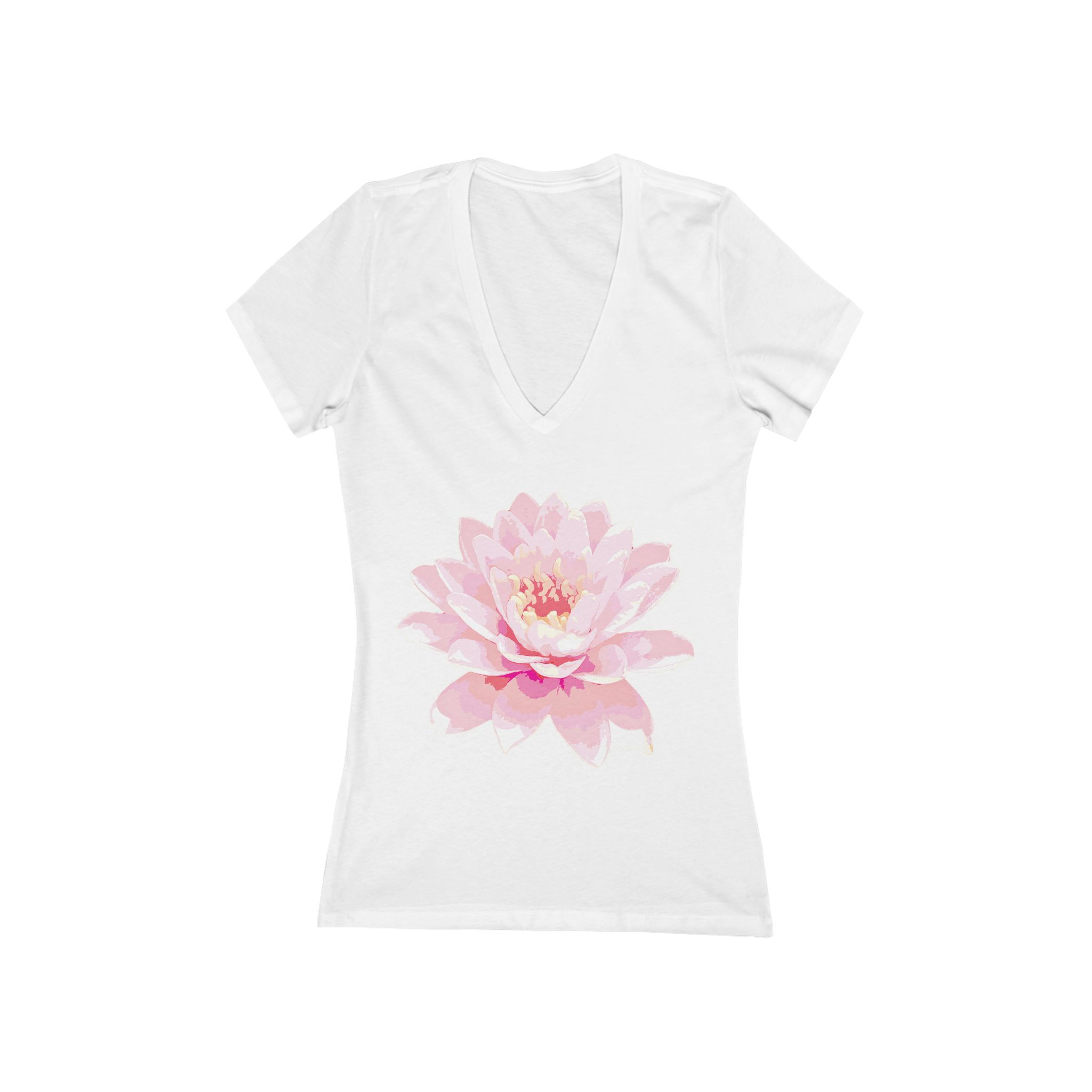 Floral Deep V-Neck Tee, Women's Summer Top, Flower T-Shirt, Bohemian Style Tee