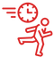 Icon of a rushing person with a clock above their head