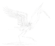 Line drawing of a heron in flight
