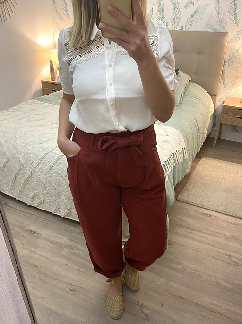 Camisa branca c/rendas Naf Naf