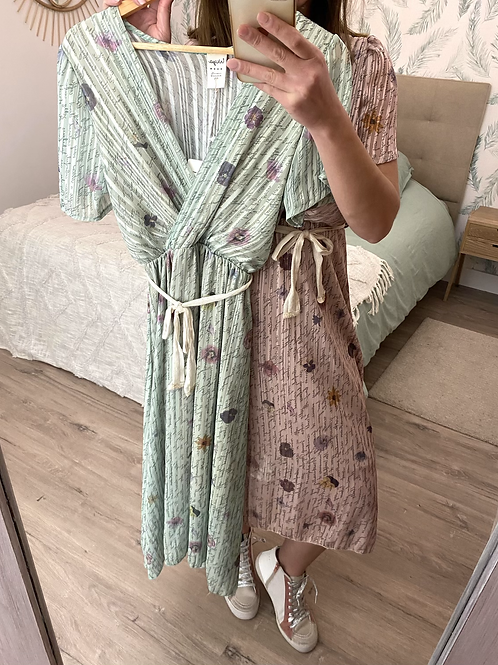 Vestido estampado verde 