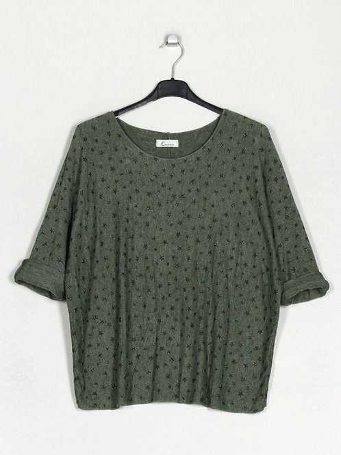 Camisola de malha estrelinhas verde