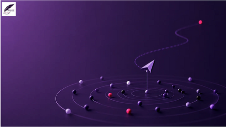 Minimalist abstract illustration showing concentric technology signals converging toward a single decision point on a dark purple background, symbolizing the transition from technology scouting and market intelligence to strategic innovation decision-making.