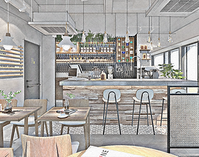 A pencil sketch of restaurant