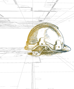 A pencil sketch of dome building