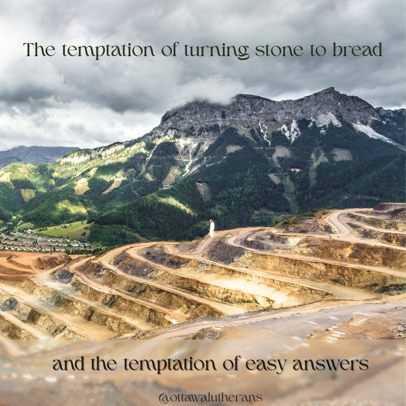 Mountains in the backgroud, steps created of desert sands, a lone figure midway down the steps