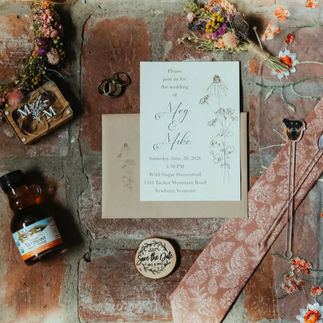 Flat Lay of Wedding Details, with Dried Floral Arrangements