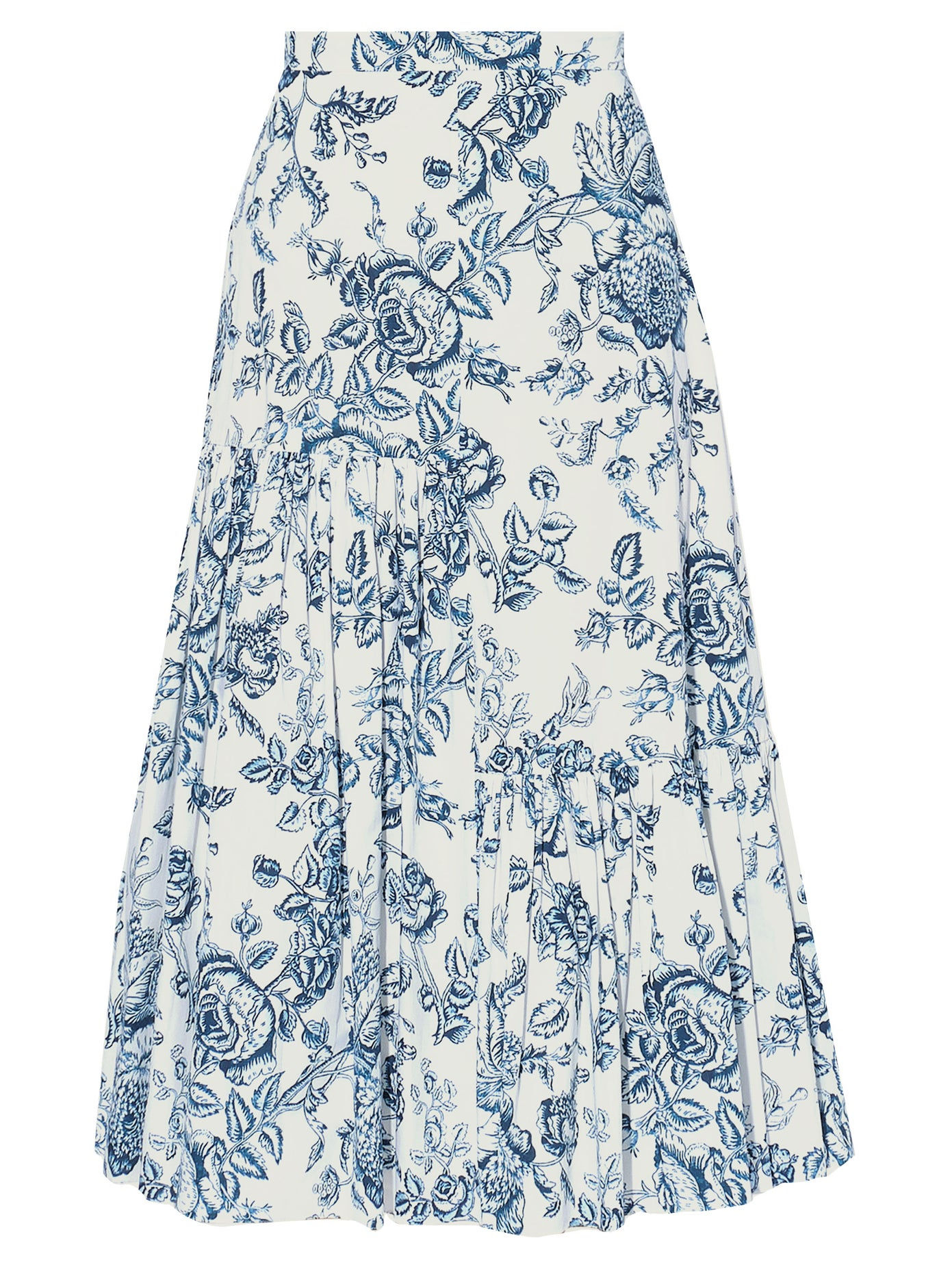 Gaura Toile de Jouy cotton-poplin pleated skirt