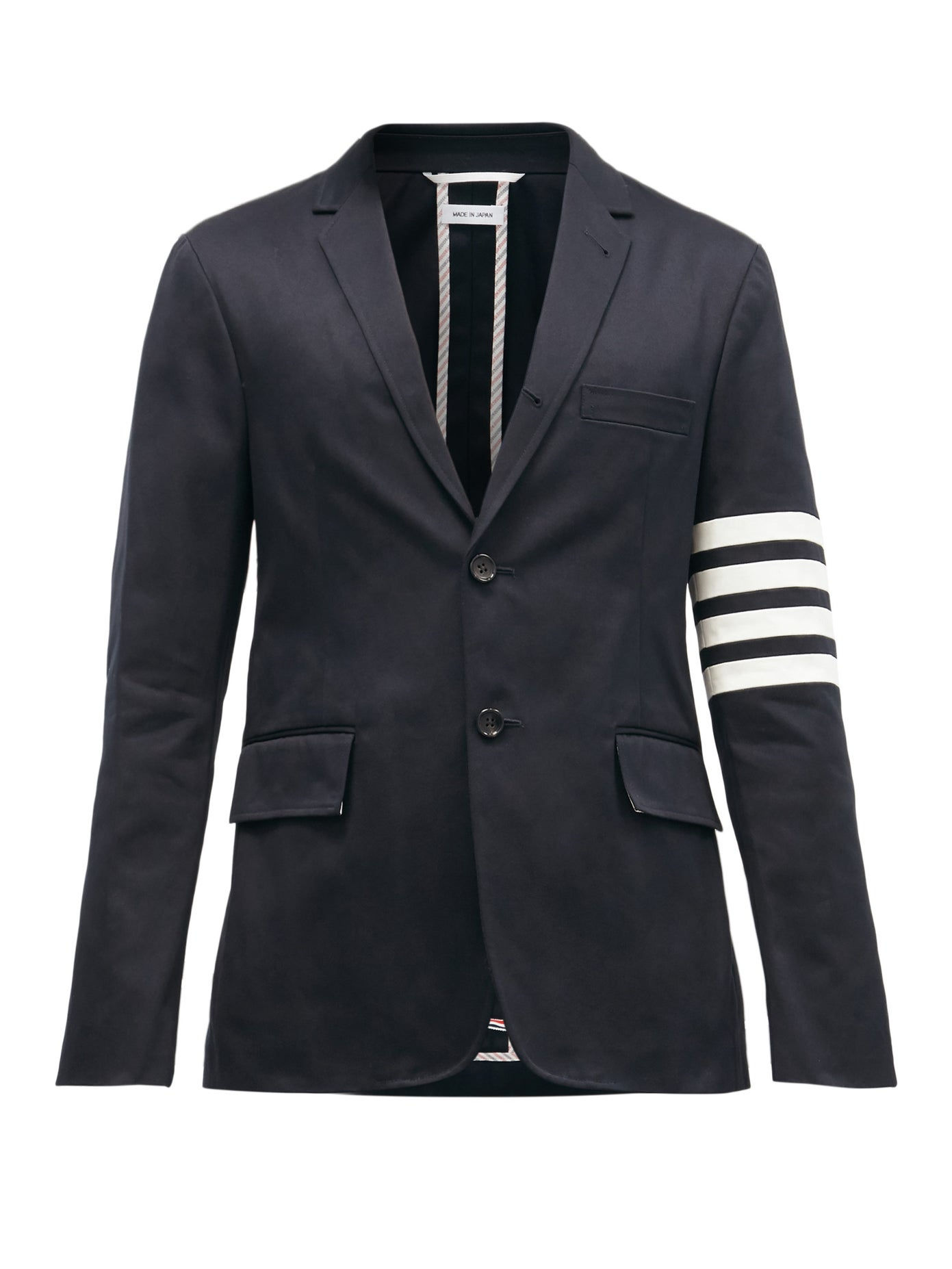 Striped single-breasted cotton-twill blazer