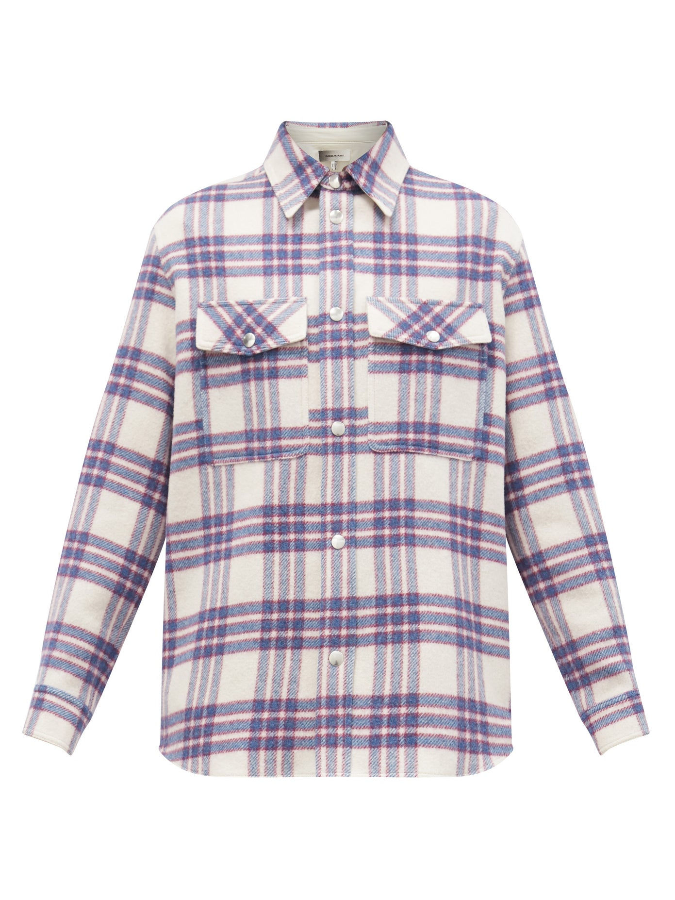 Fesley windowpane-check wool-blend flannel shirt