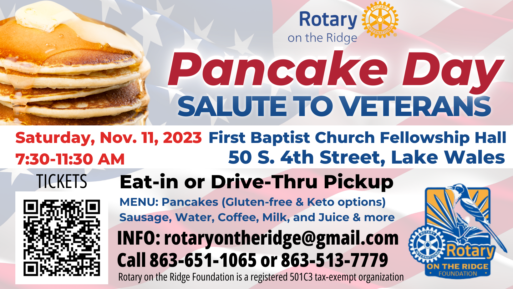 Pancake Day Salute to Veterans Rotary On The Ridge